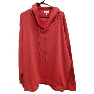 Candace Cameron Bure Womens BOHO Hoodie Size 3X Red Eyelet Back Pullover Casual